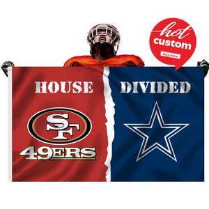 <span class=keywords><strong>Livraison</strong></span> <span class=keywords><strong>rapide</strong></span> Drapeau personnalisé NFL 3x5 pieds House Divided 49ers Raiders Cowboys - Product Image 2