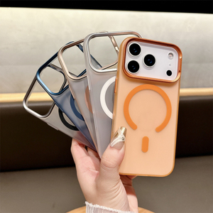 Funda translúcida mate para teléfono móvil con cargador inalámbrico para iPhone 16, 15, 14 Pro, funda de lujo naranja para iPhone 17 Pro Max - Product Image 2