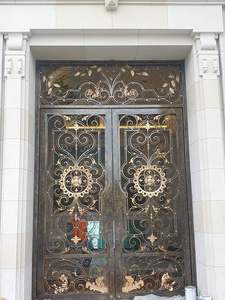 Puerta de Hierro Forjado con Marco de Acero, Vidrio, Estilo Francés en Negro, Cobre, Bronce y Peltre para Escuela, Hogar, Oficina, Hotel, Villa - Product Image 3