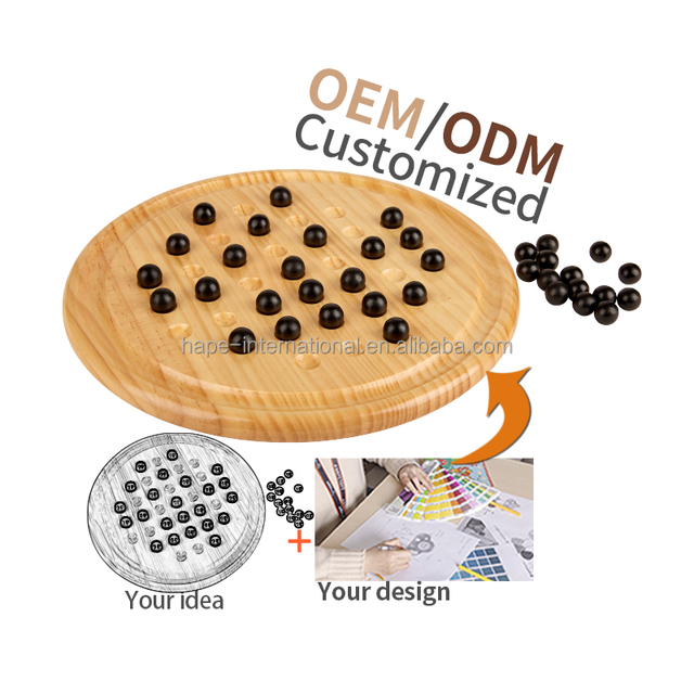 High Quality Classic Europe Board Game Game Unique Wooden Solitaire Delicate Single Set Education Toy Peg Diamond Wooden Chess