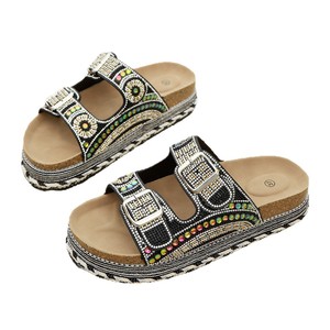 Sandalias de plataforma con lentejuelas de verano para mujer, con suela gruesa y hebilla grande, estilo slip-on para exteriores. - Product Image 6