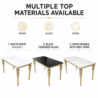 Table rectangulaire moderne en acier inoxydable avec plateau en MDF ou en verre trempé, table de bureau et de salle à manger