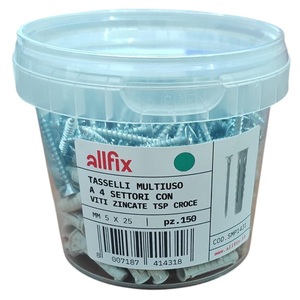 F4V <b>Nylon</b> Dowel 5x25mm With Cross Head TSP <b>Screw</b> Multipurpose Anchor 150 Pieces - Product Image 2