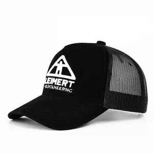 Großhandel individuelle Stickerei Logo 5-Panel-Sleder zwei-Töne schwarz wildleder K-Framen-Schneidback Baseball-Truck-Hüte Kappe