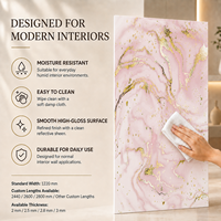Panneau décoratif en PVC effet marbre rose poudré MORLENX avec revêtement UV pour les murs de salons, les présentoirs de boutiques et les fournitures personnalisées