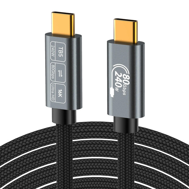Thunderbolt 5 Cable 80Gbps USB-C 240W PD Fast Charging 8K Video High-Speed Data Transfer for MacBook Laptop Docking Station EGPU