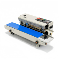 Scelleuse à bande continue FR-900 avec bouton d'arrêt d'urgence, machine de scellage automatique horizontale pour l'emballage alimentaire