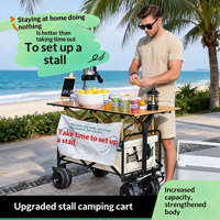 Chariot de camping pliable Navyice, capacité de charge 200 kg, système Pro à 12 roulements, poignée à rebond automatique avec plateau, vente en gros en vrac 40HQ FCL