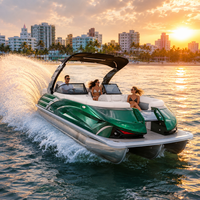 Bateau ponton spacieux personnalisé haut de gamme pour 12 passagers, avec arche sportive, table, auvent et direction hydraulique, idéal pour les sorties familiales