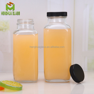 Vente en ligne de bouteilles en verre françaises carrées de jus de fruits pressées à froid de 250ml <span class=keywords><strong>360ml</strong></span> 500ml avec couvercles en plastique - Product Image 3