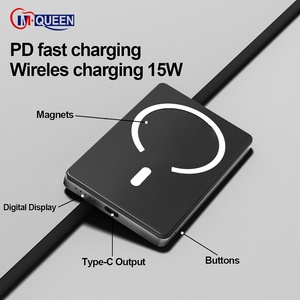 Batterie externe portable mince et compacte OEM Logo M-Queen Mag 5000mah Li-Polymer ABS+Metal, chargeur sans fil magnétique 15W - Product Image 3