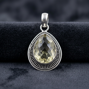 Pendentif Solitaire Citrine en Argent 925 Art Palace, Forme Goutte d'Eau, Sertissage Clos, Style Classique, Bijou Unisexe - Product Image 1