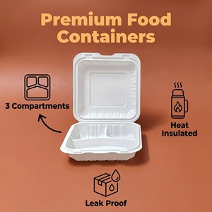 Cajas Desechables de Plástico MFPP para Alimentos, Tipo Togo, 8x8, con Tres Compartimentos, Reemplazo de Contenedores de Espuma de Poliestireno - Product Image 6