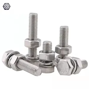 Sekrup kombinasi kepala Hex 18-8 stainless steel ANSI/ISO baut kepala segi enam dengan mesin cuci