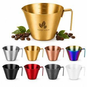 Tasse à mesurer pour expresso en acier inoxydable avec logo personnalisé, 100 ml, pichet à café avec poignée graduée pour barista - Product Image 1