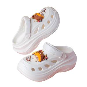 รองเท้าแตะครอคส์สำหรับผู้หญิง พื้นหนา EVA ปิดนิ้วเท้า สีกากี เบจ ดำ ขาว ไซส์ 35-40 รองเท้าชายหาดฤดูร้อน กันลื่น เพิ่มความสูง - Product Image 5