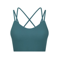 Sujetador deportivo acolchado OEM personalizado con espalda cruzada y canalé, de alto soporte, para correr, gimnasio, fitness, marca privada, venta al por mayor, para mujer
