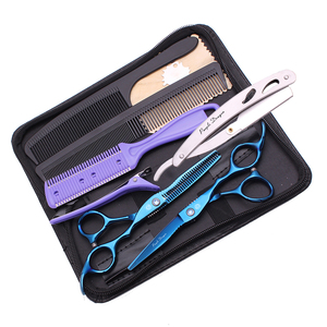 Kit complet de coiffure, ensemble de ciseaux de barbier en acier japonais, ciseaux droits et effilants, peigne, outils multiples, pour salon et usage domestique 1011KB - Product Image 4