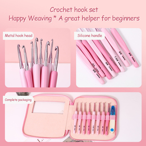 Juego de ganchos de ganchillo con mango suave rosa degradado, herramientas para tejer hilo de suéter, juego de ganchos de ganchillo de <span class=keywords><strong>8</strong></span> piezas - Product Image 5
