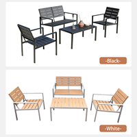 Ensemble de table à manger d'extérieur Meiqi, plateau de table en plastique moulé résistant aux intempéries blanc, cadre en alliage d'aluminium, design moderne pour utilisation en terrasse d'hôtel