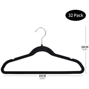 Durable Rotatable Velvet Hangers 50 Pack Custom Suit Non Slip Black <b>Plastic</b> Flocking Wall Mounted Eco-Friendly Clothing Store - Product Image 2