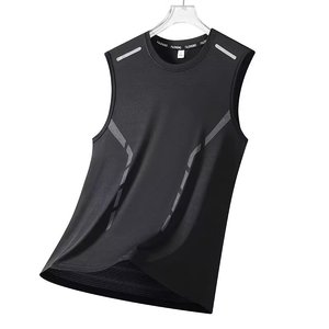 Chaleco Casual sin Mangas para Hombre, Cuello Redondo, Color Sólido, Delgado, Transpirable, de Secado Rápido, Deportivo, con Hombros Anchos, Hecho de Seda Tejida - Product Image 4