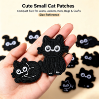 Badges thermocollants et écussons personnalisés en gros, motif Chat Noir, brodés, à coudre ou à repasser pour vêtements