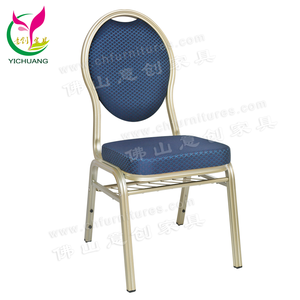 YC-ZL10-05 Blue Round Back Aluminum champagne <strong>Silver</strong> Hotel Banquet <strong>Chair</strong> - Product Image 2