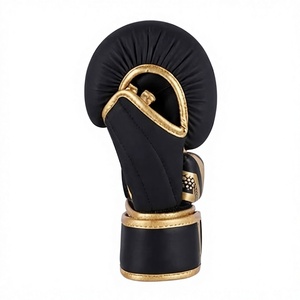 Guantes de Artes Marciales Negros de PU con Cierre de Cordones en la Muñeca, Guantes de Combate para Adultos con Dedos Completos - Product Image 2