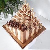Coffret d'échecs en bois et résine personnalisé, pièces d'échecs rouges et noires, jeu d'échecs de luxe fait main pour enfants - Artisanat Tayyab, logo personnalisé