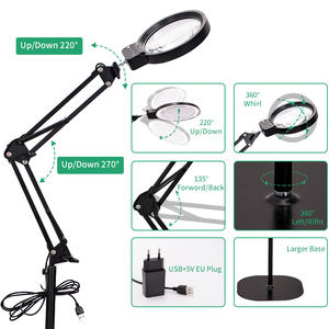 <span class=keywords><strong>Lampe</strong></span> de table à LED 10 X avec 3 modes de couleur, intensité réglable, loupe de sol réglable en hauteur avec pince, support lumineux pour travaux manuels et réparations - Product Image 3