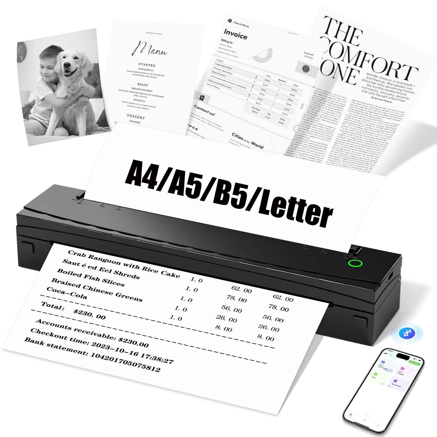 Black+20 sheets thermal paper