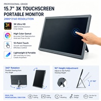 Moniteur de jeu portable tactile IPS 3K 2880*1620 de 15,7 pouces 360 ° Rotatif à 90° ° Support vertical pour Switch, Xbox, PS4, ordinateur portable, ordinateur de bureau, téléviseur