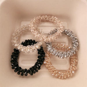 ที่คาดผมคริสตัลเกาหลีสำหรับผู้หญิง เชือกผูกผมประดับลูกปัด ยางรัดผมแบบยืดหยุ่น ดีไซน์หรูหรา - Product Image 2