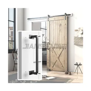 Puxador de porta para porta, puxador industrial rústico preto da porta da barra do portão punho para porta interior da deslização