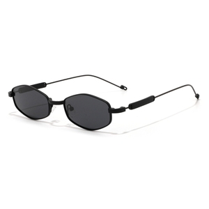 Lunettes de soleil ovales à monture intégrale noire, verres foncés, protection UV 100%, unisexe, pour adultes, style tendance - Product Image 1
