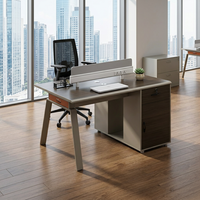 Poste de travail de bureau individuel moderne en bois avec cloison de séparation et table, ensemble de mobilier pour employés, vente en gros