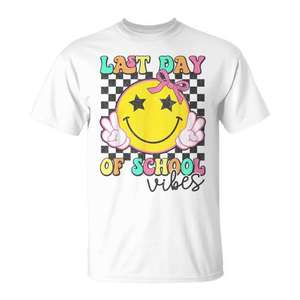 T-shirt à manches courtes et col rond pour filles, avec impression numérique, vêtements de remise de diplôme pour enfants, Last Day Of School Vibes - Product Image 1