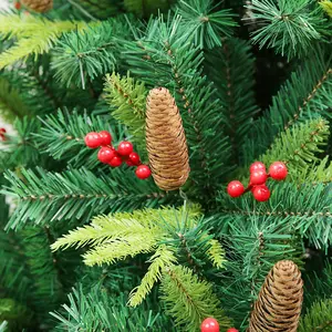 뜨거운 판매 빨간 과일 크리스마스 트리 혼합 트리 장식 시뮬레이션 봉제 소나무 바늘 나무 축제 PVC 장식 축제