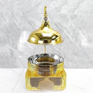 Hotel Restaurant <b>Buffet</b> Stove Gold Alcohol Stove Stainless Steel Circular Dish <b>Warmer</b> Light Luxury Style - Product Image 3