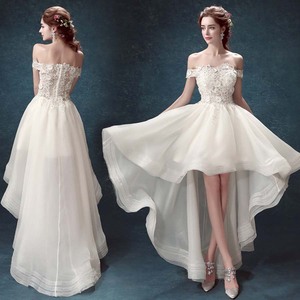 S335 Wedding Gown Bride Vestido De Noiva White Backless Lace Ball Gown Bride Short Wedding <b>Dress</b> - Product Image 1