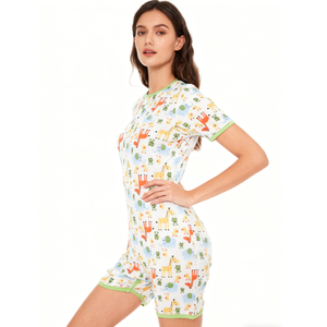 Body de Algodón Estampado para Adultos con Pierna Corta, Pijama Enterizo <span class=keywords><strong>ABDL</strong></span> para Mujer con <span class=keywords><strong>Manga</strong></span> Corta y Broches en la Entrepierna - Product Image 4