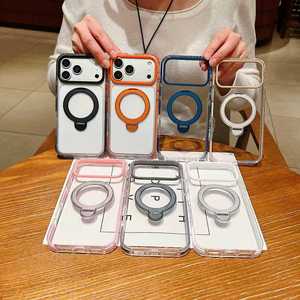 เคสโทรศัพท์แบบวงแหวนแม่เหล็กติดกันได้ ป้องกันการกระแทก หมุนได้ 360 องศา สำหรับ iPhone 18 17 16 15 14 Pro Max  พร้อมดีไซน์สีตัดกัน - Product Image 5