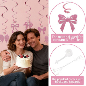 DAMAI Valentine's Day Party <b>Decorations</b> Bowknot Spiral Hanging Ornaments <b>Wedding</b> <b>Ceiling</b> Decor for Romantic Venue Layout - Product Image 4