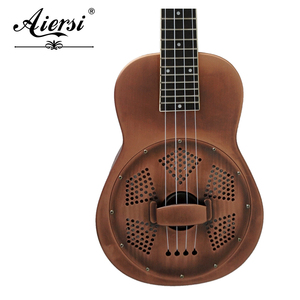 Aiersi Brand 24 Inch Red Rust Concert Resonator Custom Logo Brass Metal Body Hawaii Guitar 4 <b>String</b> Musical <b>Instrument</b> - Product Image 2