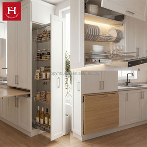 HAPPY HOUSES Set di Mobili da <span class=keywords><strong>Cucina</strong></span> Moderni Bianchi Stile Shaker Personalizzati con Tavolo da Pranzo Retrattile e <span class=keywords><strong>Dispensa</strong></span> Alta Estraibile per Appartamento - Product Image 2