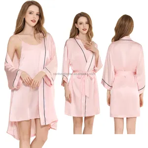 Custom Luxury 19mm 22mm 100% Mulberry Silk Robe Slip Dress Nightgowns Robes Sleepwear