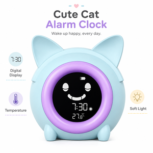Mini Réveil Silencieux Chat de Dessin Animé Mignon, <span class=keywords><strong>Horloge</strong></span> de Bureau pour Étudiants, Cadeau pour Enfants, OEM - Product Image 1