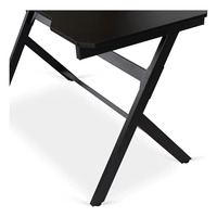 Bureau de jeu PC noir style simple avec porte-gobelet intégré, table multifonction pour ordinateur, esports, travail et chambre