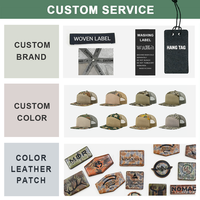 Gorra Trucker de 7 Paneles para Adulto, Estructurada, de Algodón 168, con Parche de Cuero Personalizado con Logotipo, Bordado y Apliques de Camuflaje, Cierre a Presión